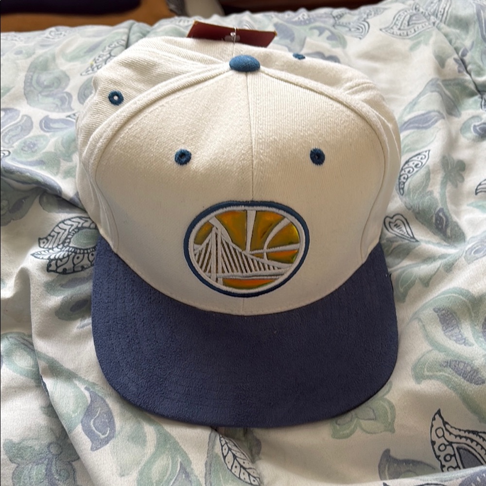 Mitchell & Ness White and Blue Snapback Hat